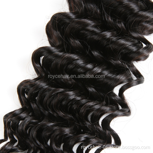 Brazilian Raw Hair Natural Deep Wave 3 Bundles With 4x4 Lace Closure Human Hair Extension Online Order